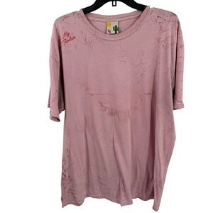 Saguaro Rose Womens Mineral Wash “ Not My Last Rodeo” Tshirt Size Xlarge Pink